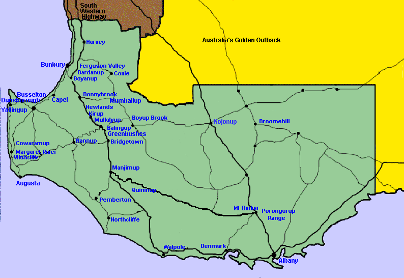 Australia's South West map