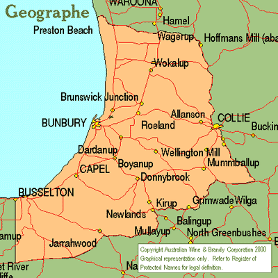 Geographe Wine Region map