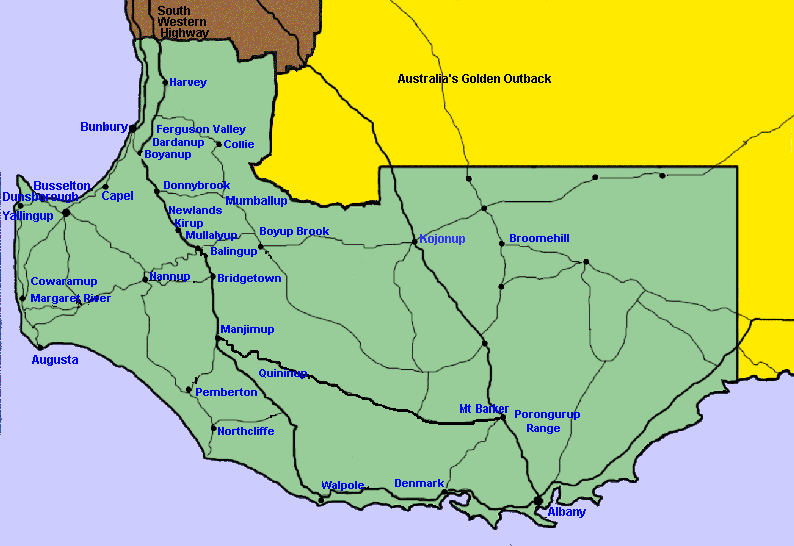 Australia's South West map